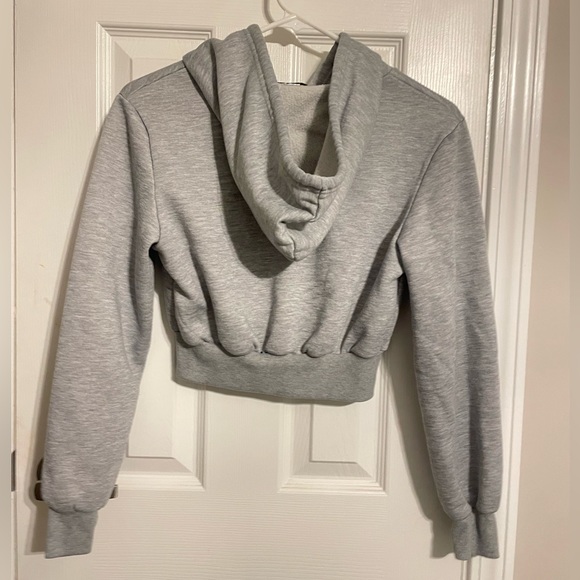 Zip-Up Cropped Drawstring Hoodie - Picture 3 of 3